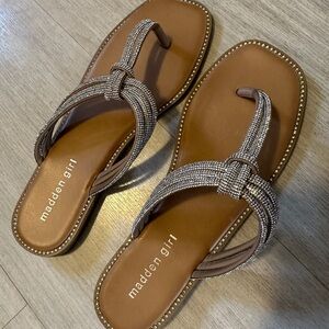 Madden Girl Tan (silver metallic) Thong Sandals